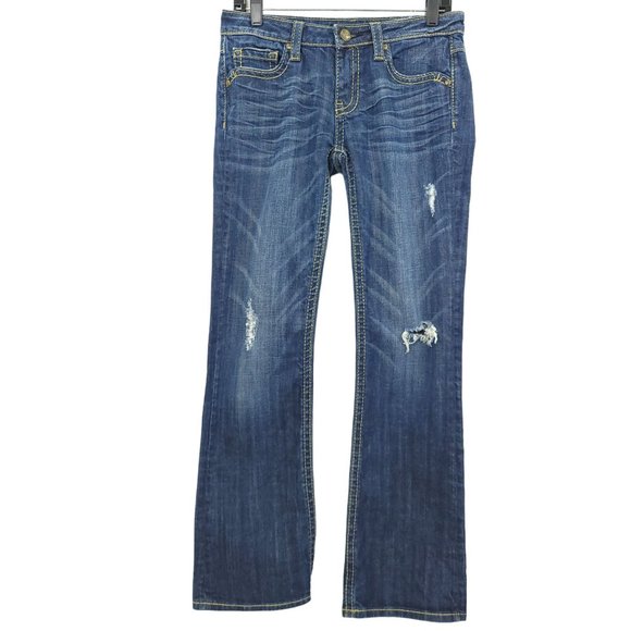 Vigoss Studio Jeans Seattle Boot Size 7/8 - 29 Flap Pocket Mid Rise Distressed - Picture 1 of 13